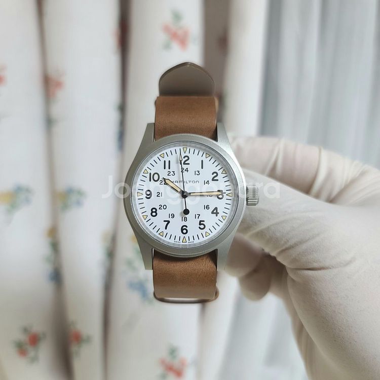 해밀턴 카키필드 메카니컬 흰판 가죽버전 38mm--0