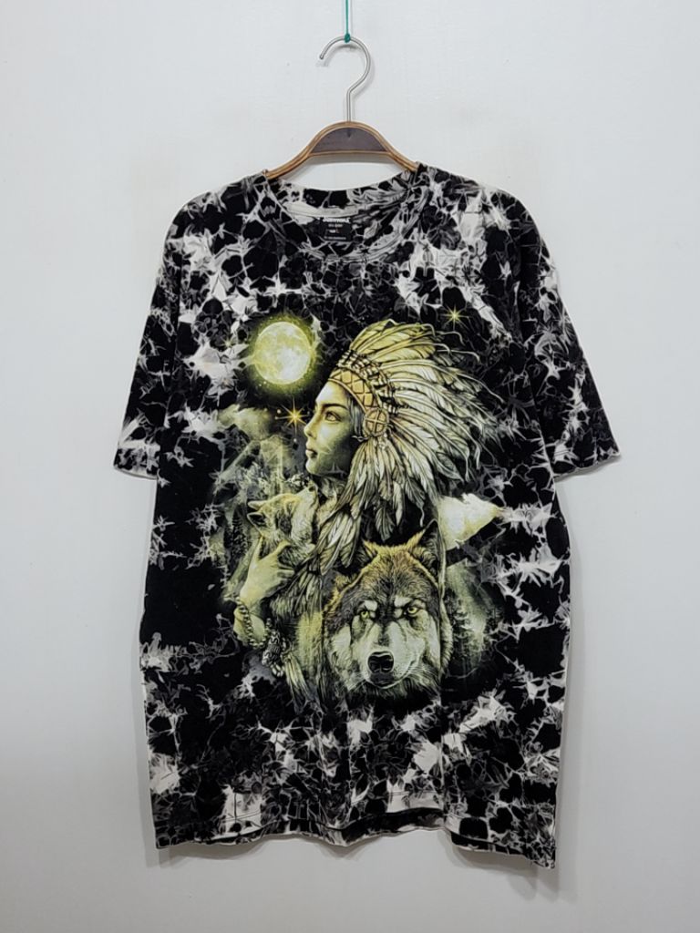 (XL) 메탈리카 반팔티 인디언 늑대 면티셔츠