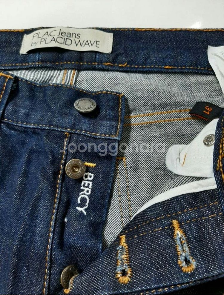 31)플랙진 셀비지 가죽패치 생지 프리미엄 데님 일자청--4