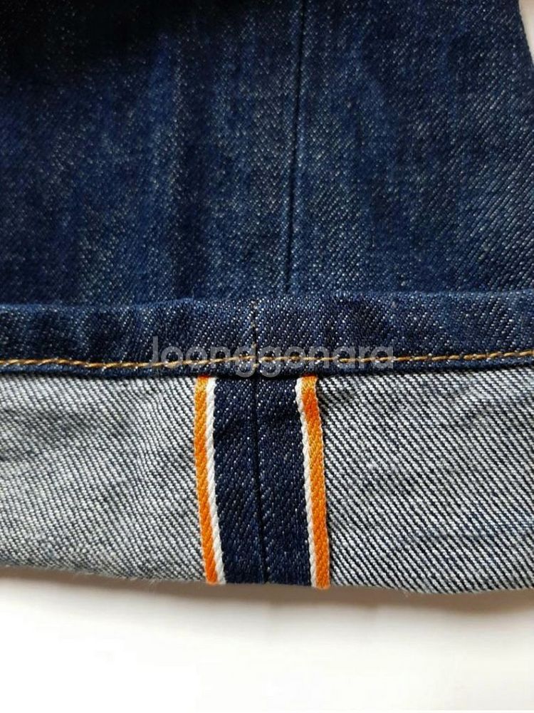 31)플랙진 셀비지 가죽패치 생지 프리미엄 데님 일자청--5