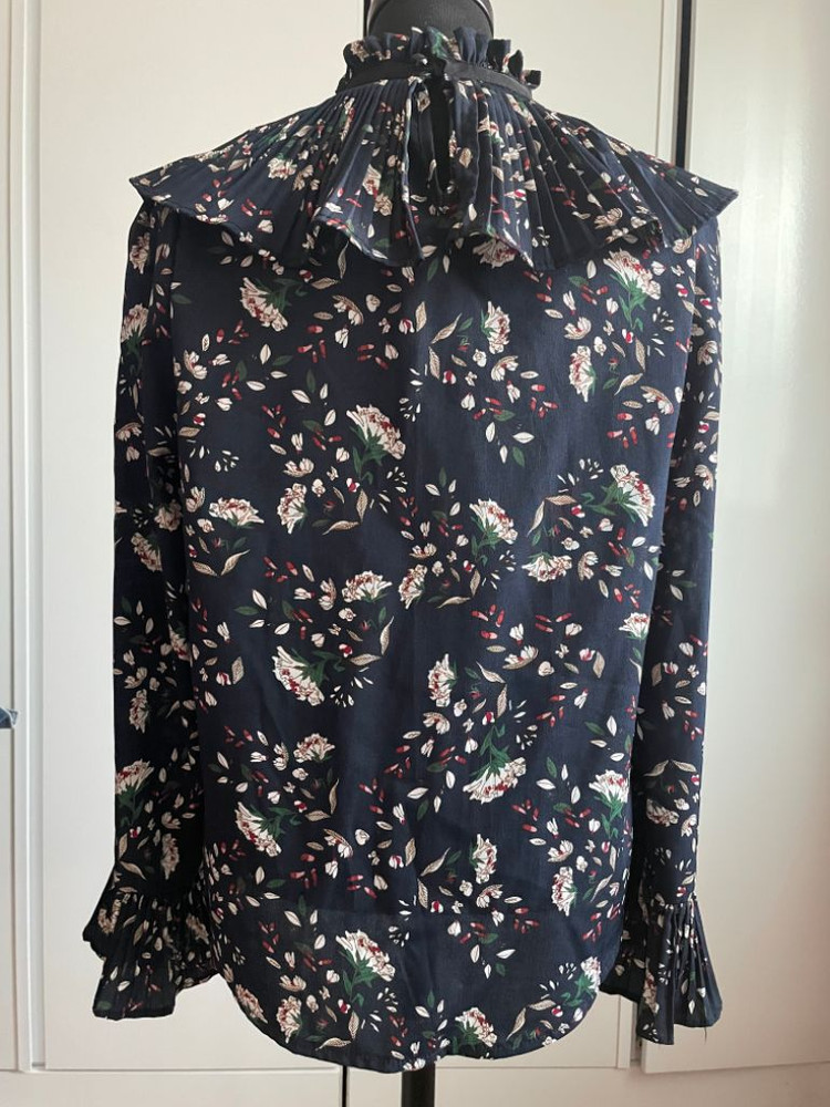 여성 프릴 꽃무늬 블라우스 (free size)--1