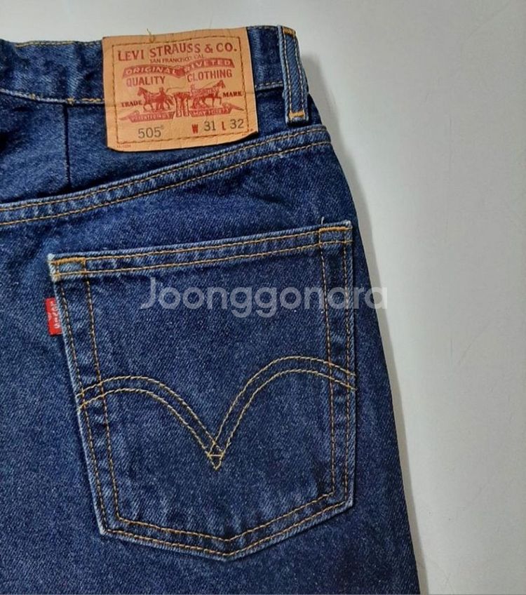 31)리바이스 505 레귤러핏 데님 생지 진청바지 일자--2