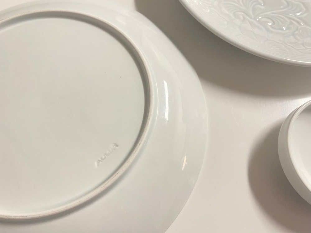 광주요 아올다 백자 음양각 목단문 원형 접시세트(단종) 이미지