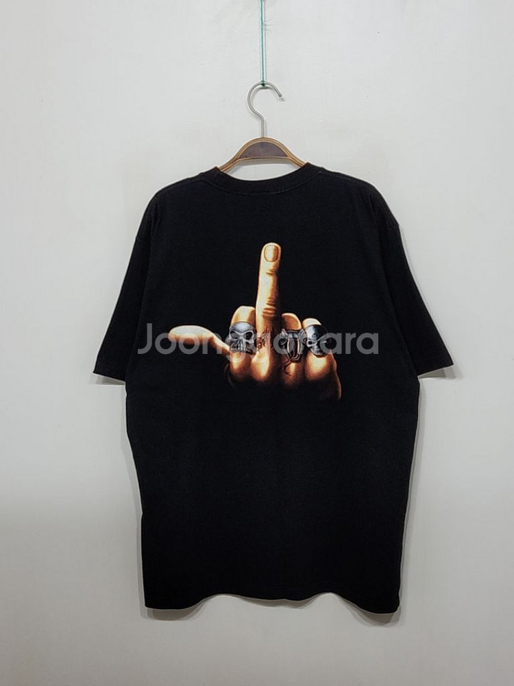 (XL) 메탈리카 반팔티 블랙 뻑큐 면티셔츠--0