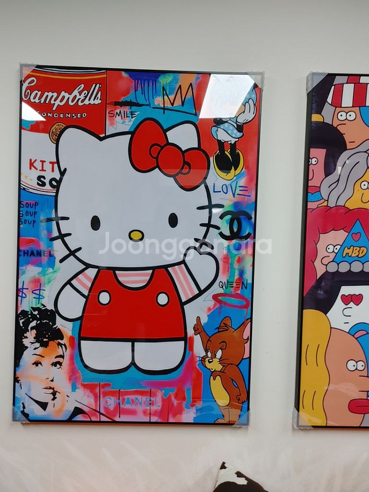 헬로키티 오프화이트 대형 팝아트 그림 액자 인테리어--2