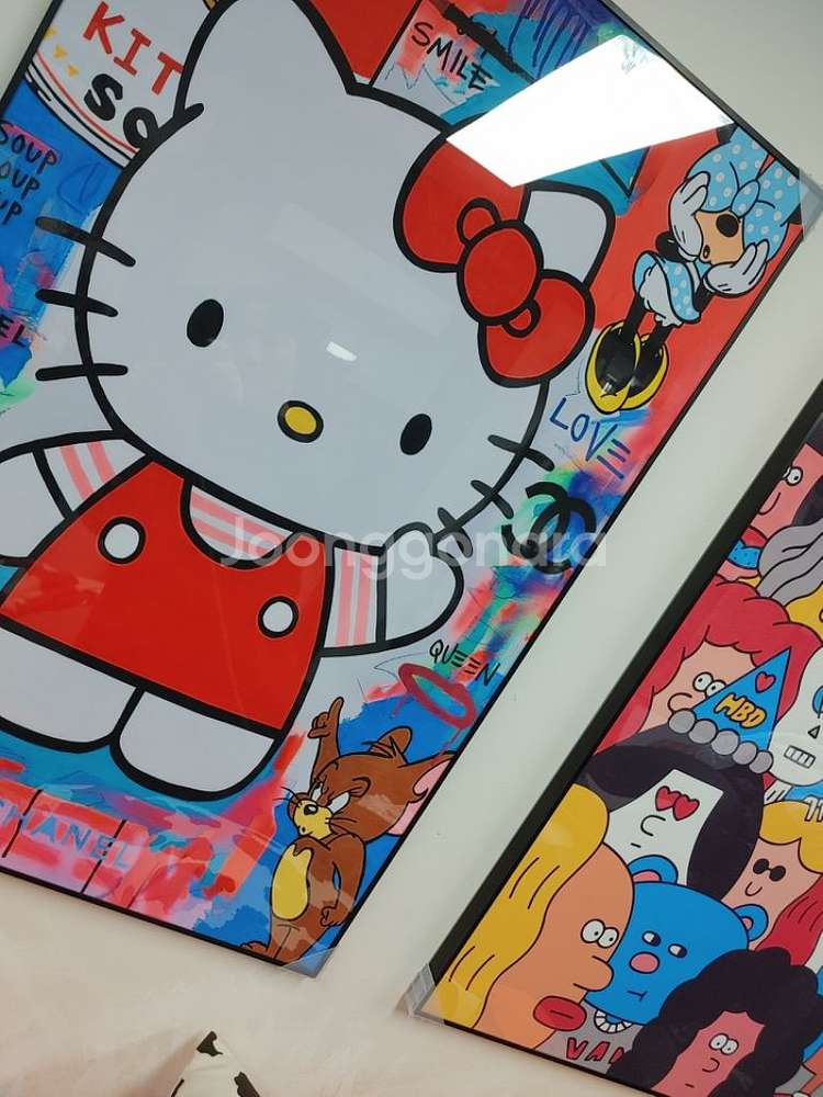 헬로키티 오프화이트 대형 팝아트 그림 액자 인테리어--4