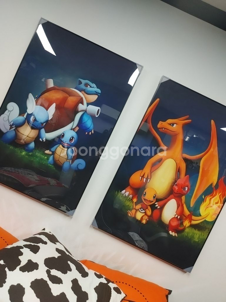 포켓몬스터 리자드몽 꼬부기 대형 그림 액자 인테리어소품--1