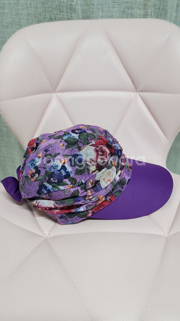 꽃나염 퍼플 여름모자(내수 국산제품)--1