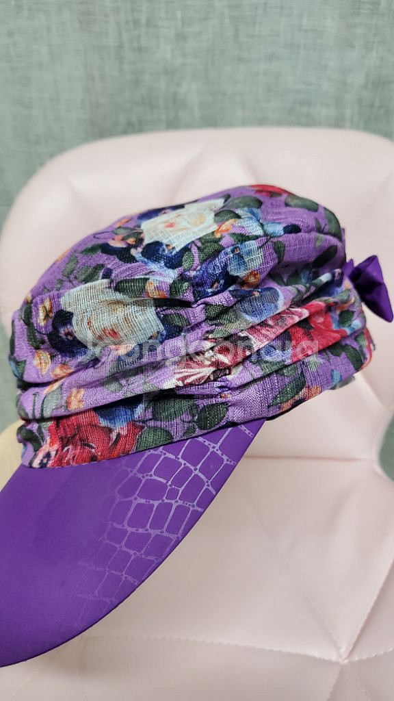 꽃나염 퍼플 여름모자(내수 국산제품)--2