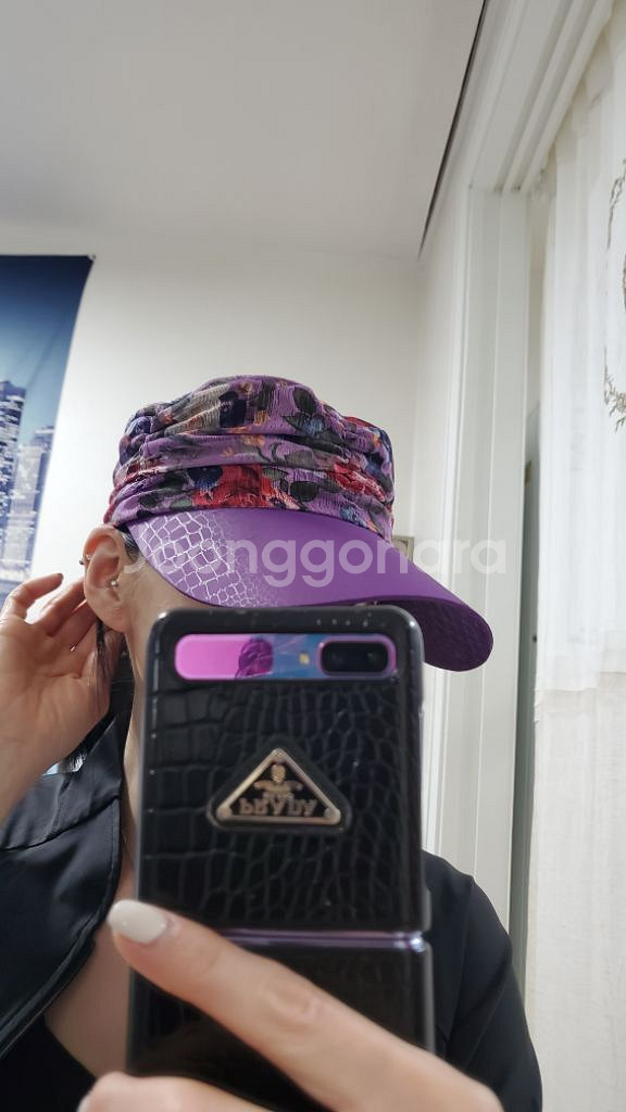 꽃나염 퍼플 여름모자(내수 국산제품)--9