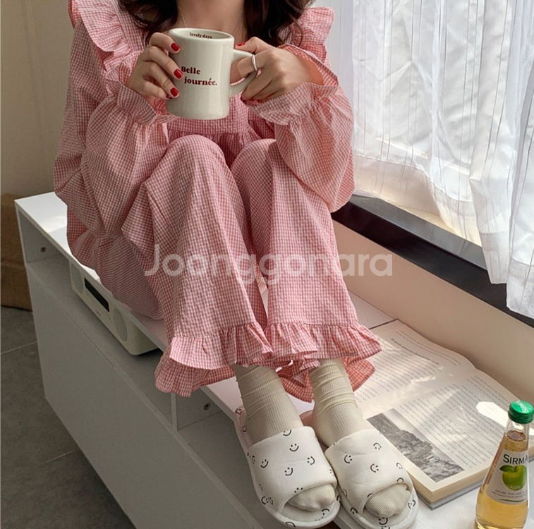 러블리 프릴 파자마 레드핑크 새상품 *실사추가--4