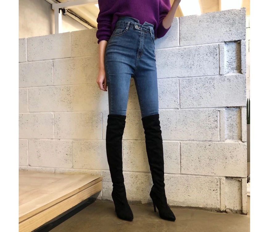 새상품 튤립 하이웨스트 데님 팬츠 스키니진 이미지