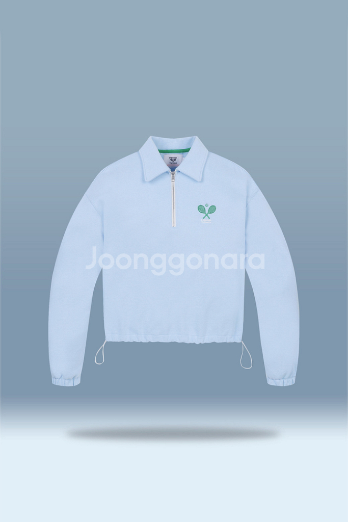 HEAD 헤드 여성 세미오버핏 카라 하프집업 슈가블루--2