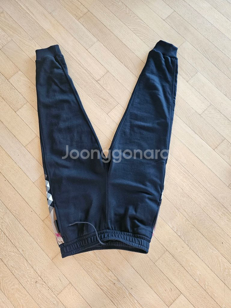 버버리 체크 패널 코튼 조깅 팬츠--4