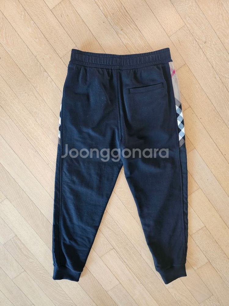 버버리 체크 패널 코튼 조깅 팬츠--3