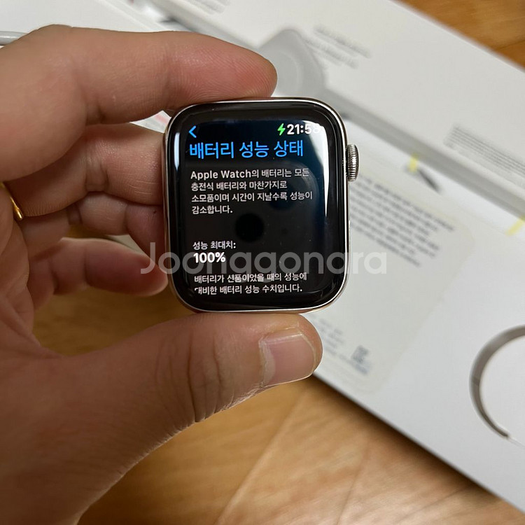 애플워치5 스테인리스 실버 셀룰러+GPS 44mm--3