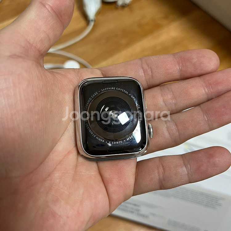 애플워치5 스테인리스 실버 셀룰러+GPS 44mm--9