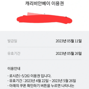 캐리비안베이 종일권 1매