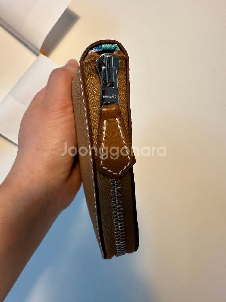 에르메스 실크인 컴팩트 지퍼 반지갑 골드(새상품)--3