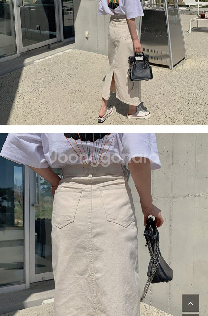 리리앤코 BEST 라이노 뒷트임 롱스커트--1