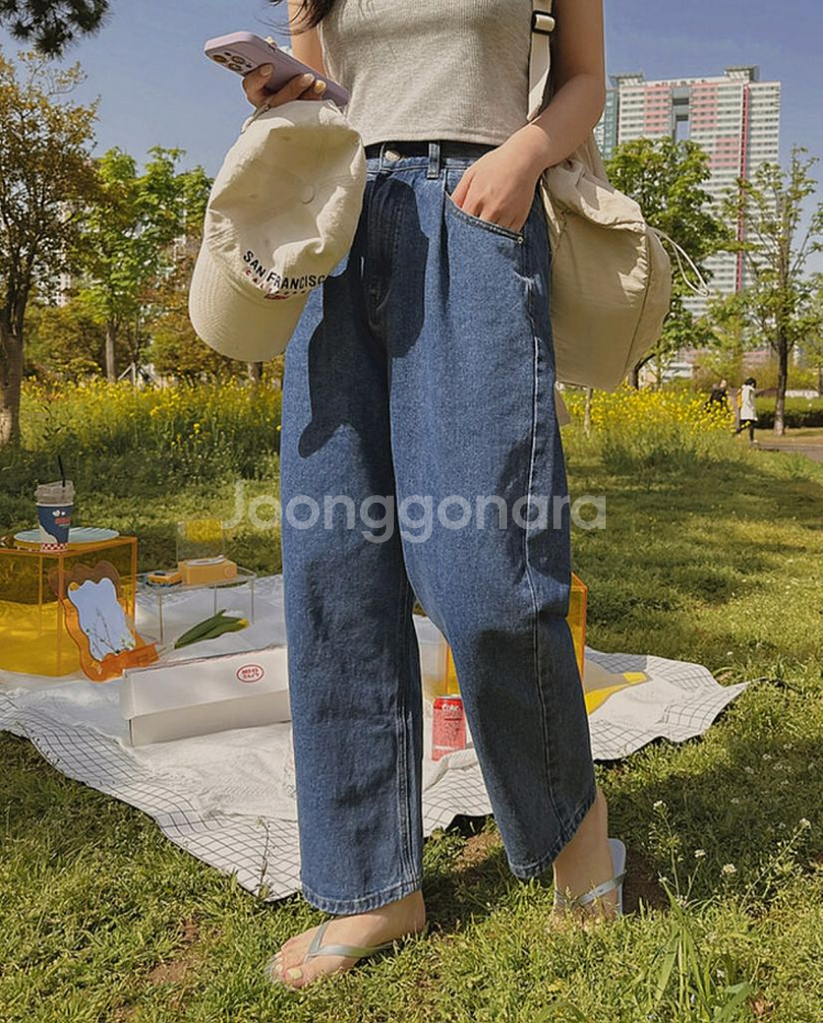 리리앤코 너츠밤 하이웨스트 뒷밴딩 스판 청바지 새상품--1