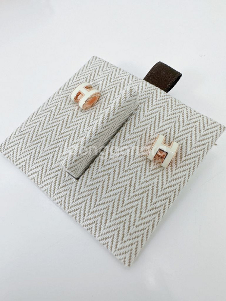 에르메스 팝아슈 이어링 귀걸이 화이트/로즈골드--2