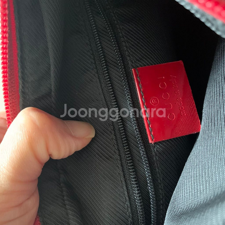 [거의새것] 정품 구찌 숄더백 레드 GG로고 자카드가죽--7