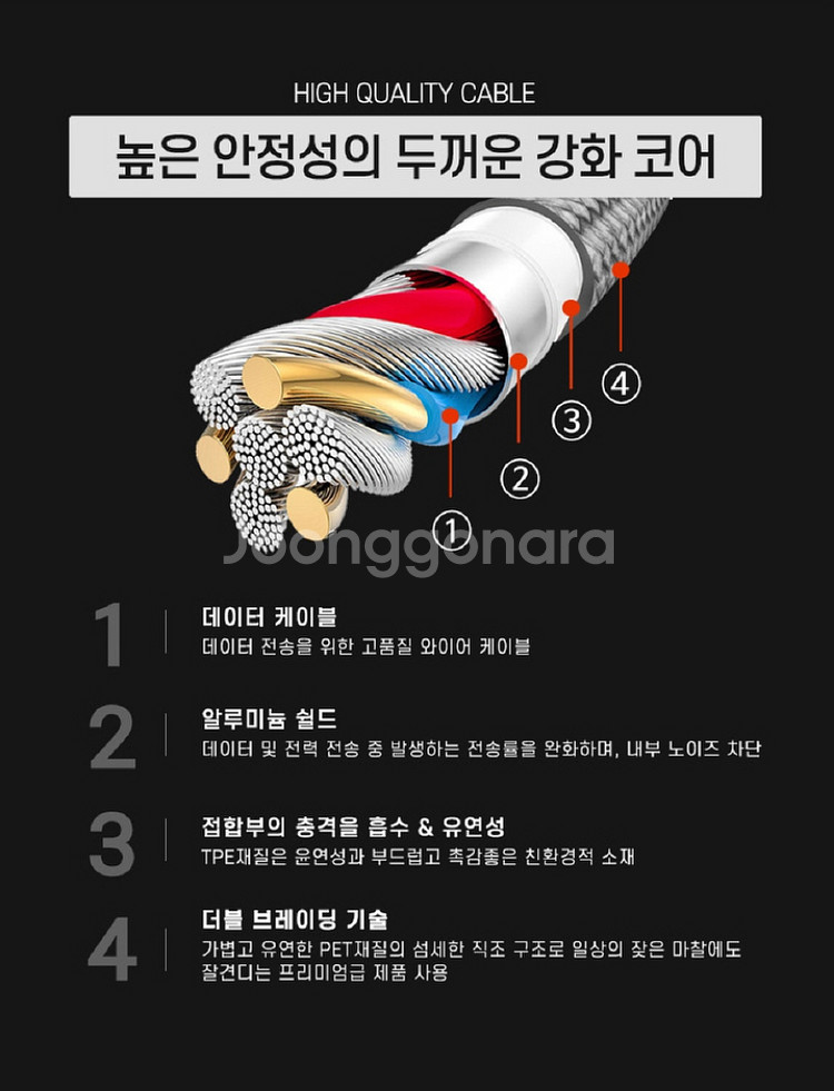 2개/ 3in1 고속충전 메탈케이블/ PUQ012--5