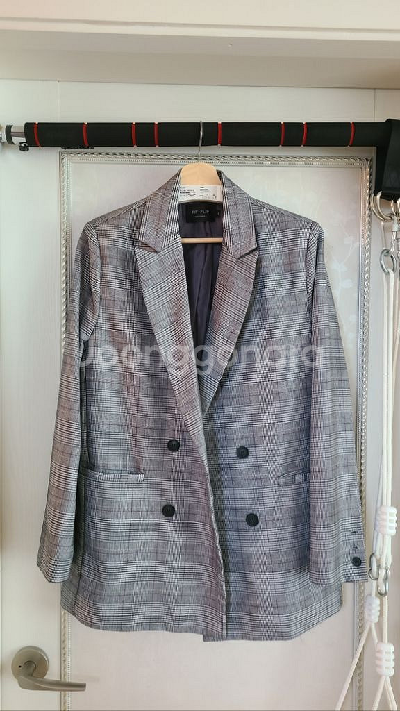 체크 더블 블레이저 100-105사이즈--0