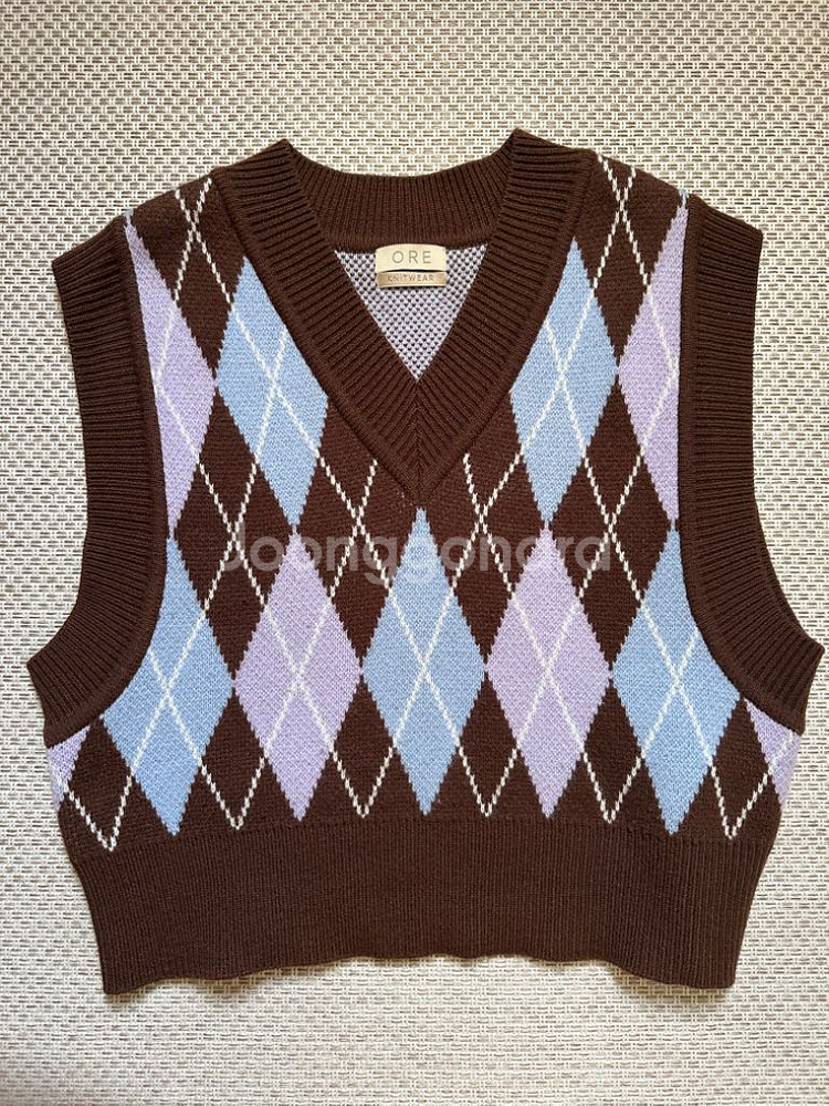 오어 아가일 니트 조끼 ore argyle vest--1