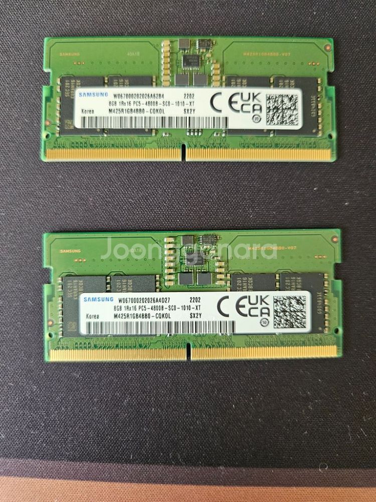 노트북 메모리 ddr5 4800 8g 2개 팝니다--0