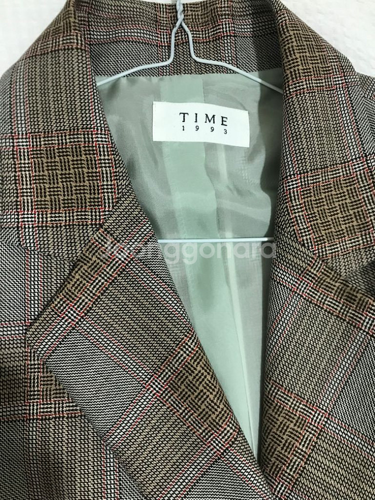 타임 롱 체크 트렌치 코트 마인 구호 시스템 럭키슈에뜨--2