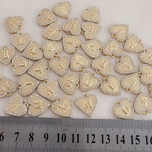 금속장식 이니셜하트 약 16미리 40개 일괄