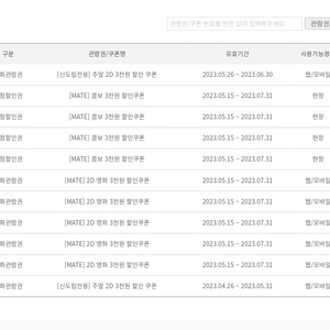 cineq cgv megabox 할인권