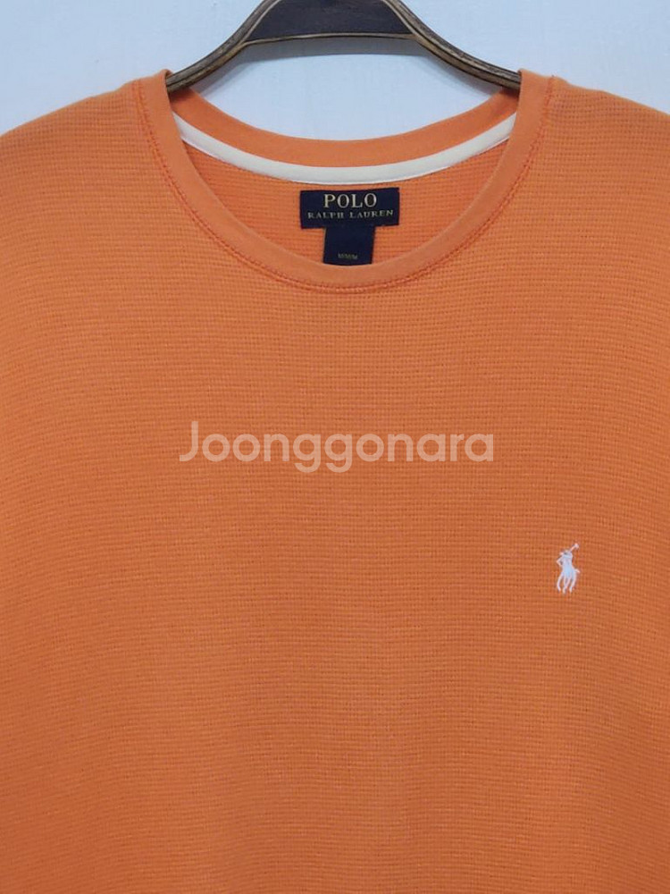 (M) 랄프로렌 폴로 반팔티 주황 와플패턴 티셔츠--1