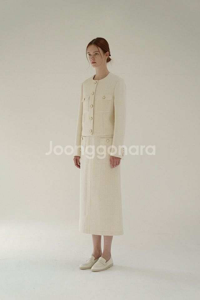 유메르 보에 트위드 스커트(블랙)--1