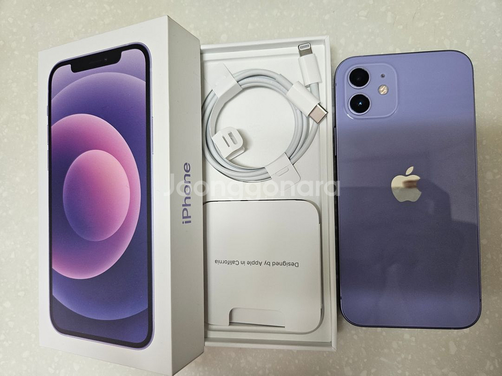 아이폰12 128GB 퍼플 (박스있음) 새 충전선 포함--0