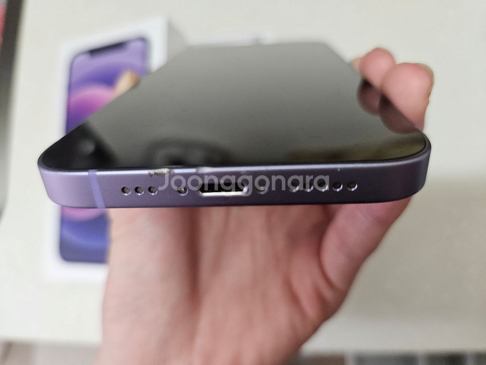 아이폰12 128GB 퍼플 (박스있음) 새 충전선 포함--2