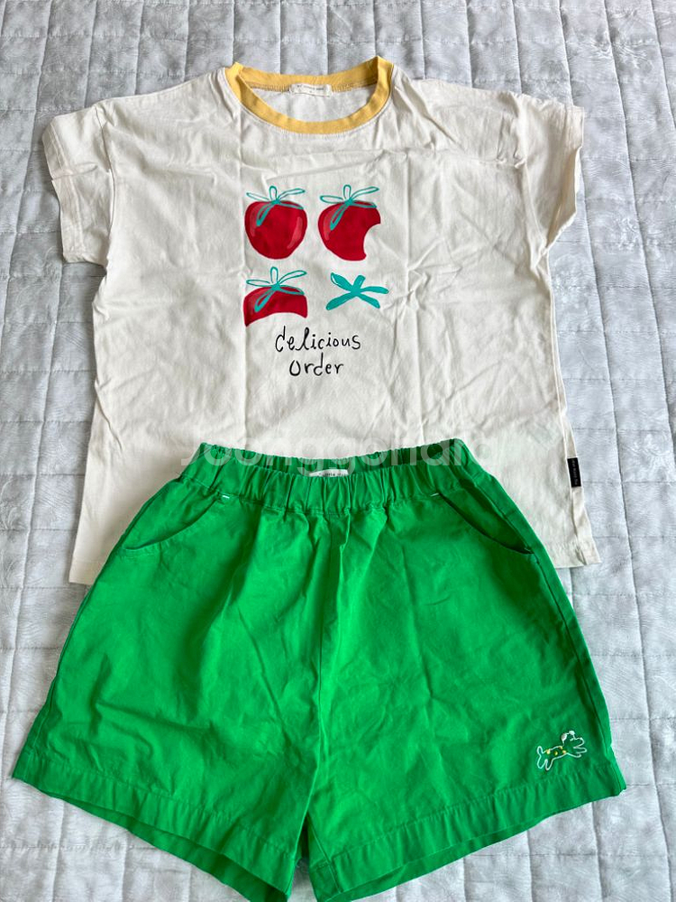 마이리틀스타 토마토 티셔츠&퍼피 반바지 그린 XL--1