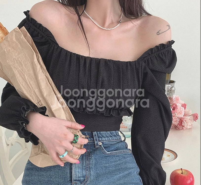 패일제이드 Jacquard Frill 블라우스(검정)--0