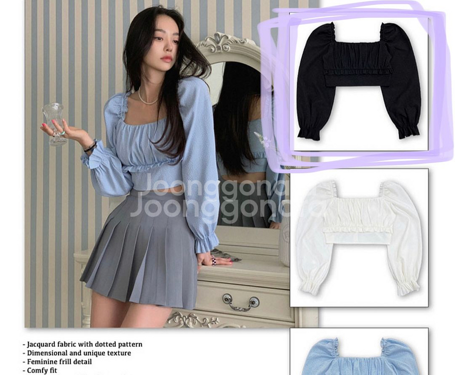 패일제이드 Jacquard Frill 블라우스(검정)--1