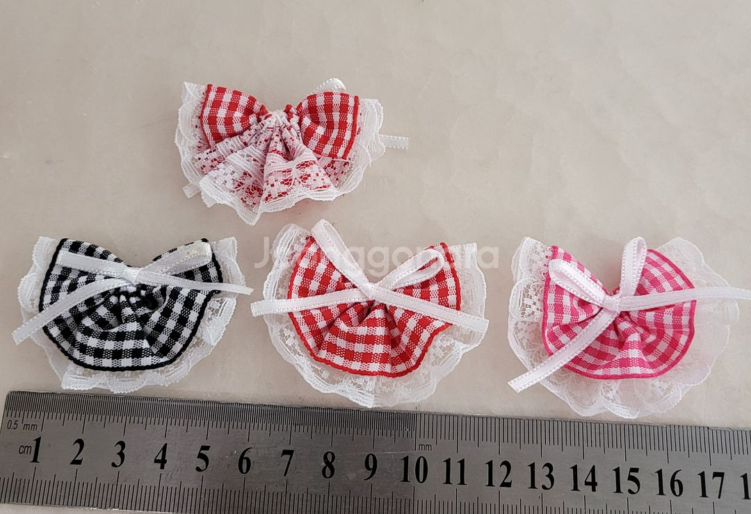 레이스 체크반재 3색 약 55미리 200개 일괄--1