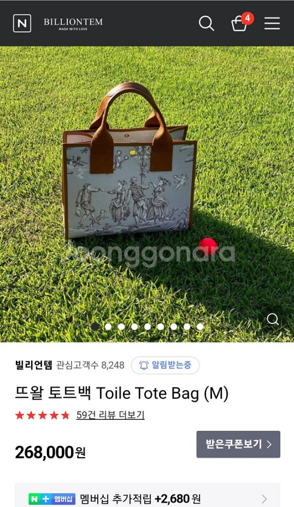 빌리언템 보관만한 가방 엠사이즈--0
