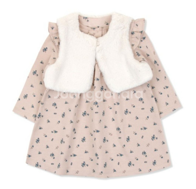 오가닉맘 원피스+조끼세트--0