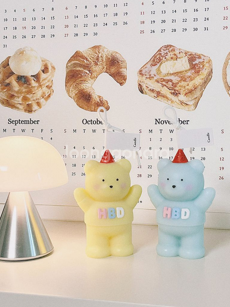 HBD곰 캔들 생일곰캔들 친구생일선물 인테리어소품 방향--2
