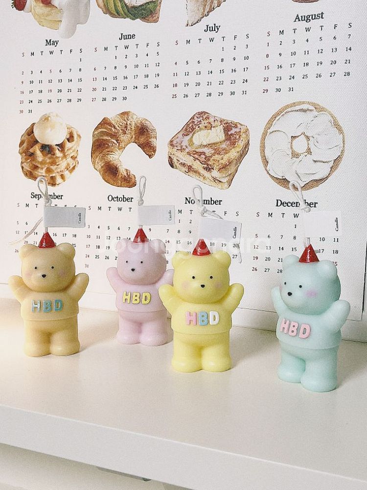 HBD곰 캔들 생일곰캔들 친구생일선물 인테리어소품 방향--1