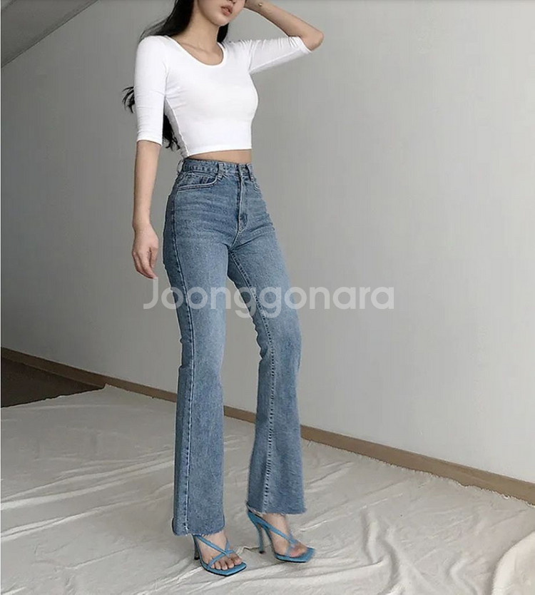 롱부츠컷 중청 하이 데님팬츠 M--2