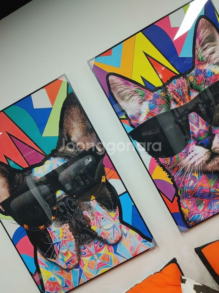 강아지 불독 반려동물 대형 팝아트 그림 인테리어 액자--8