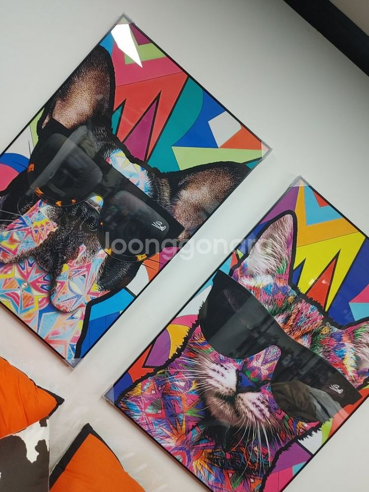 강아지 불독 반려동물 대형 팝아트 그림 인테리어 액자--6
