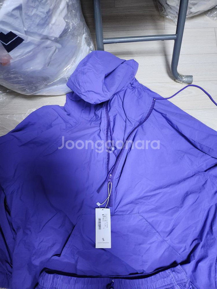 라퍼지스토어 정품 후드 퍼플 아노락 반바지 셋업 100--1